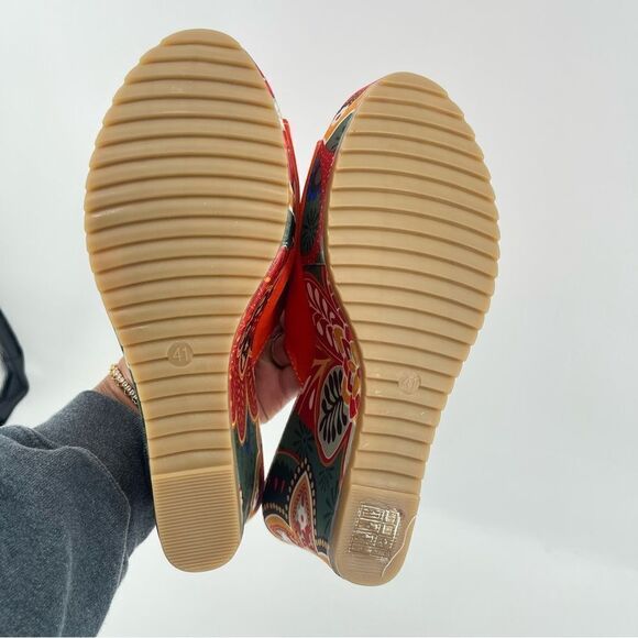 SHEIN Women’s Colorful Paisley Floral Slip-On Platform Wedge Sandals Size 8.5 - Picture 8 of 14